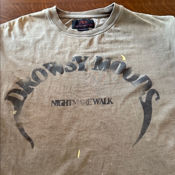 Zara Drowsy Moods Nightmare Walk T-shirt oversized fit. Men’s large green Grunge - Picture 11 of 15
